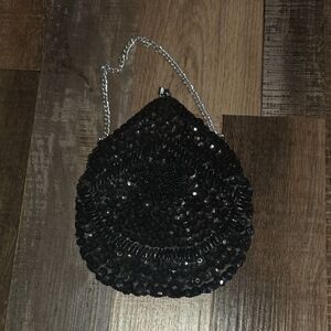 Chic Black Beaded Wristlet with Silver Chain